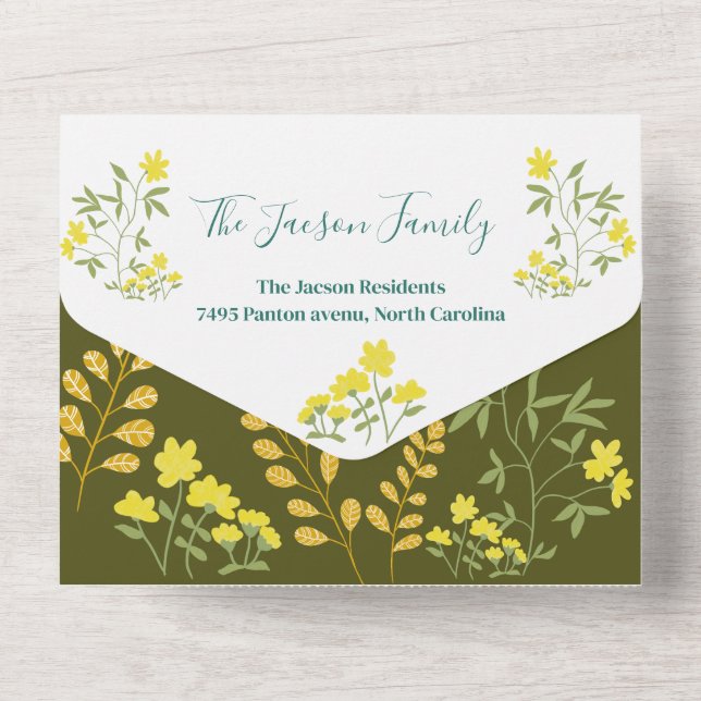 Oh, baby Fox and flowers Baby Shower All In One Invitation (Back)