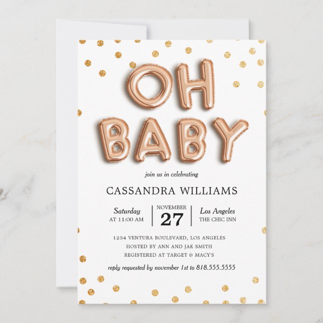 "Oh Baby" Gender Neutral Baby Shower Invitation (Front)