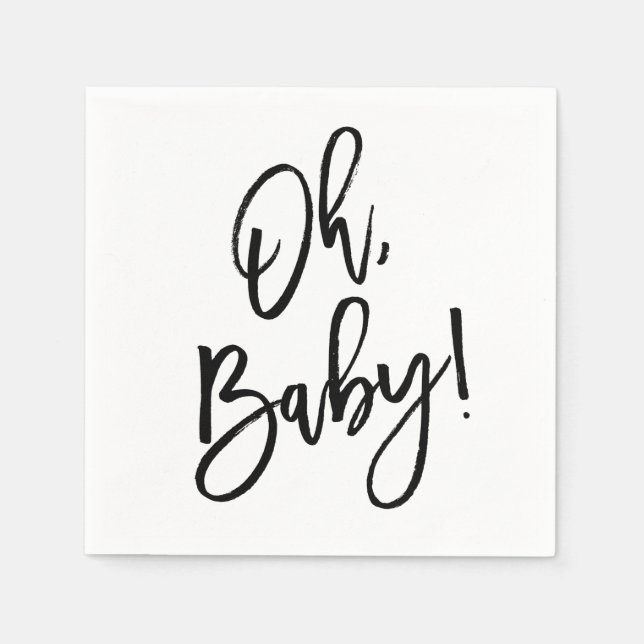 Oh Baby Gender Neutral Baby Shower Napkin (Front)