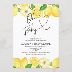 Oh Baby Gender Neutral Baby Shower Summer Lemon Invitation
