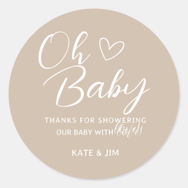 Oh Baby Gender Neutral Baby Shower Thank You Classic Round Sticker (Front)