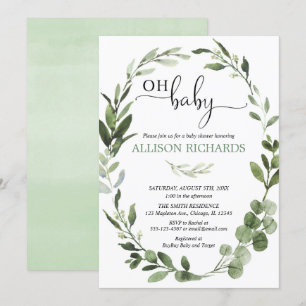 Oh baby Gender neutral eucalyptus foliage shower Invitation