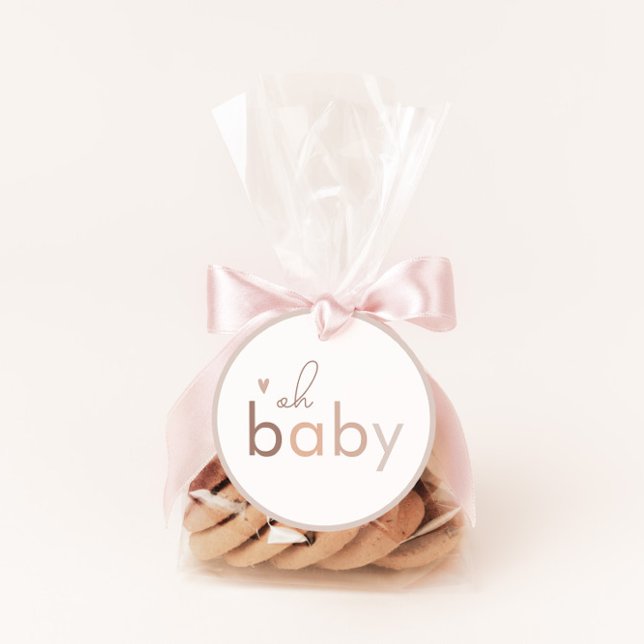 Oh Baby Gender Neutral Modern Baby Shower Classic Round Sticker (Creator Uploaded)