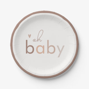 Oh Baby Gender Neutral Modern Baby Shower Paper Plate