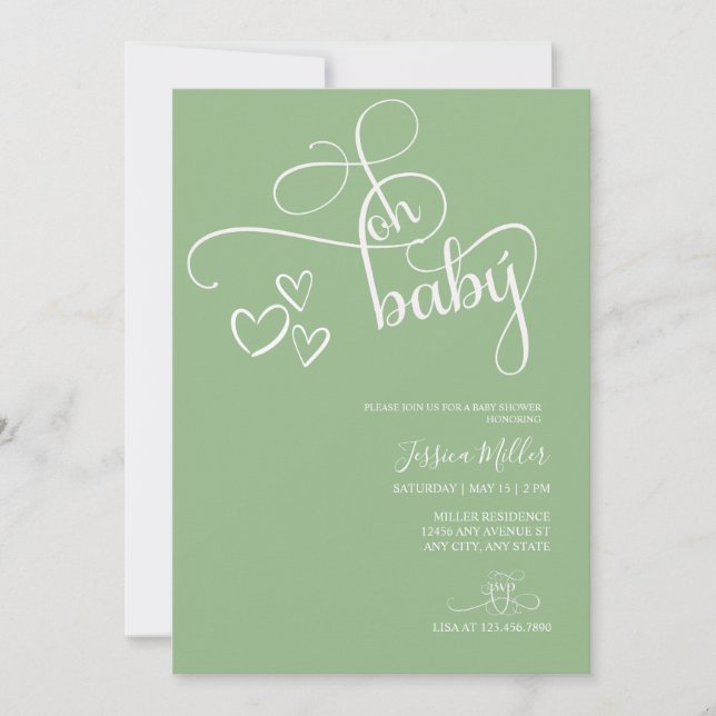 Oh Baby | Gender Neutral Photo Baby Shower Invitation (Front)