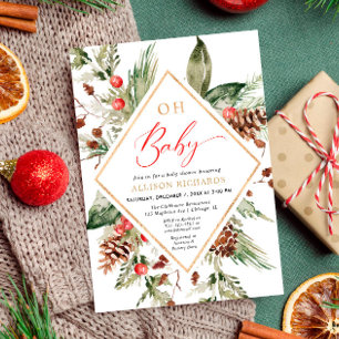 Oh Baby gender neutral rustic winter shower Invitation