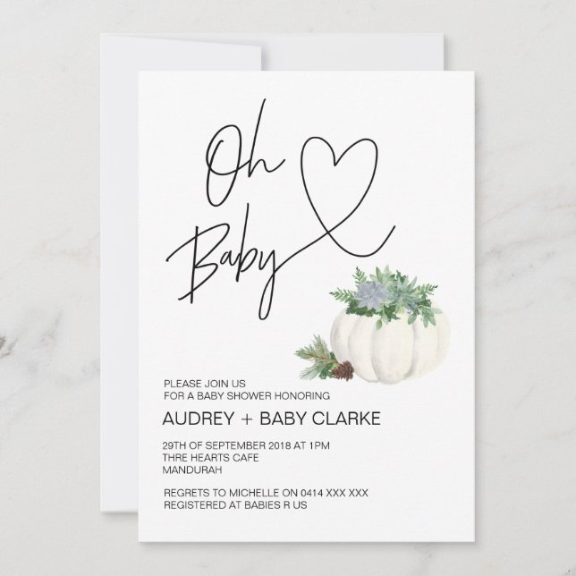 Oh Baby Gender Neutral Shower Thanksgiving Fall Invitation (Front)