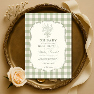 Oh Baby Gingham Couples Baby Shower Invitation