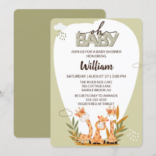 Oh Baby Giraffe Baby Shower Invitation