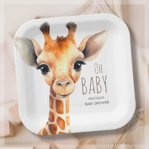 Oh Baby Giraffe Baby Shower  Paper Plate