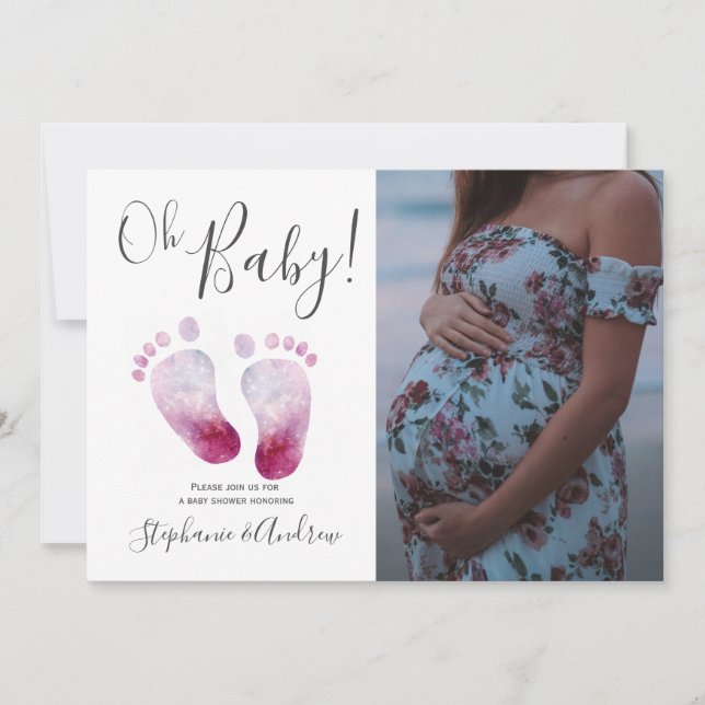 Oh Baby Girl Baby Shower Photo Invitation (Front)
