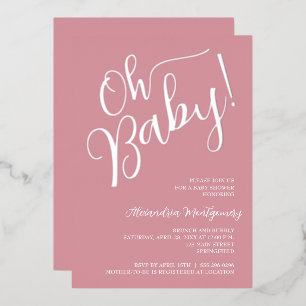 Oh Baby! Girl Baby Shower Pink Invitation