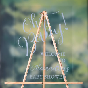 Oh Baby! Girl Baby Shower Welcome Acrylic Sign
