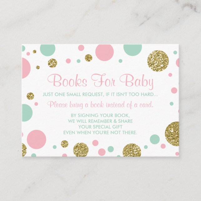 Oh Baby Girl, Bring A Book Card, Faux Glitter Enclosure Card (Front)