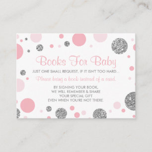 Oh Baby Girl, Bring A Book Card, Faux Glitter Enclosure Card