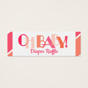 Oh Baby Girl Coral Modern Typography Diaper Raffle