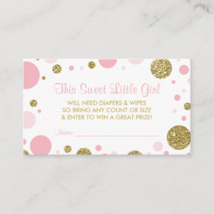 Oh Baby Girl, Diaper Raffle Ticket, Faux Glitter Enclosure Card