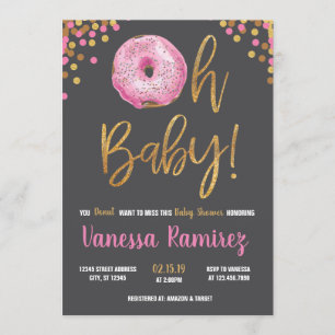 Oh Baby Girl Doughnut Baby Shower Sprinkle Invitat Invitation