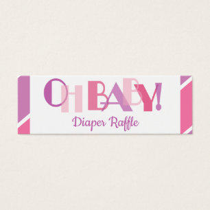 Oh Baby Girl Pink Modern Typography Diaper Raffle
