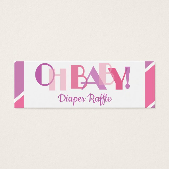 Oh Baby Girl Pink Modern Typography  Diaper Raffle (Front)