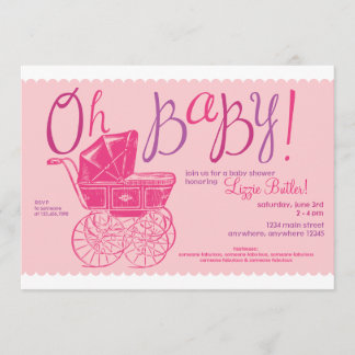 "Oh Baby!" girl shower party invitation