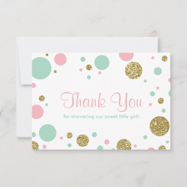 Oh Baby Girl, Thank You Card, Faux Glitter (Front)