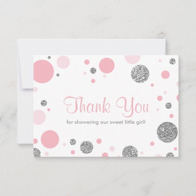 Oh Baby Girl, Thank You Card, Faux Glitter (Front)