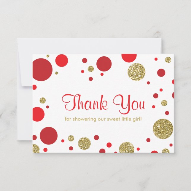Oh Baby Girl, Thank You Card, Faux Glitter Card (Front)