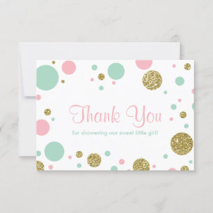 Oh Baby Girl, Thank You Card, Faux Glitter Card