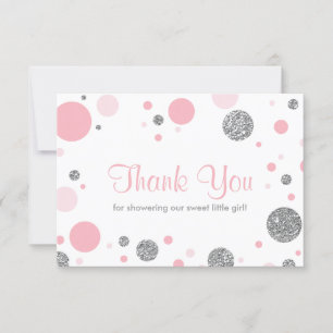 Oh Baby Girl, Thank You Card, Faux Glitter Card