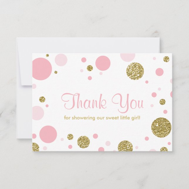 Oh Baby Girl, Thank You Card, Faux Glitter Card (Front)