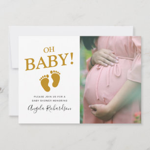 Oh Baby Gold Custom Photo Baby Shower Invitation