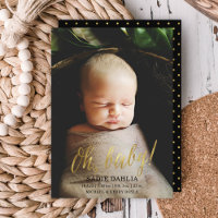 Oh, Baby! Gold Faux Foil Birth Announcement