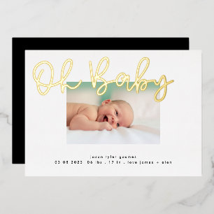 Oh Baby gold Foil Funky Fun Baby Announcement