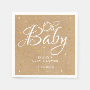 Oh Baby Gold Hearts Confetti Baby Shower/Sprinkle Napkin