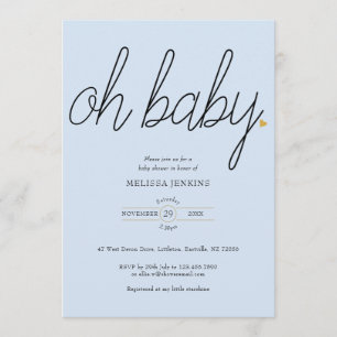 Oh Baby Gold Love Heart Baby Shower / Sprinkle Invitation