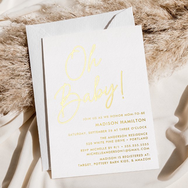 Oh Baby Gold Script Baby Shower (Creator Uploaded)