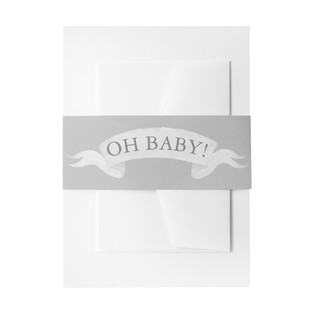 "Oh baby!" GrayTwinkle Little Star Invitation Belly Band (Front Example)