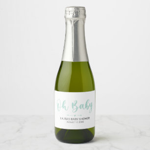 Oh Baby Green Mini Sparkling Wine Bottle Label