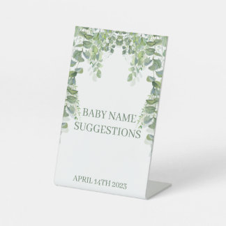 Oh Baby Greenery Baby Name Suggestions Table Sign