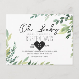 Oh Baby Greenery Baby Shower Gender Neutral Postcard