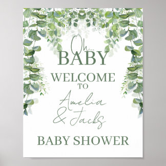 Oh Baby Greenery Baby Shower Welcome Sign
