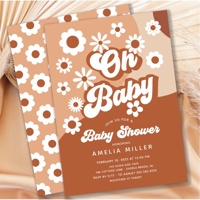 Oh Baby Groovy Baby Shower Invitation (Creator Uploaded)