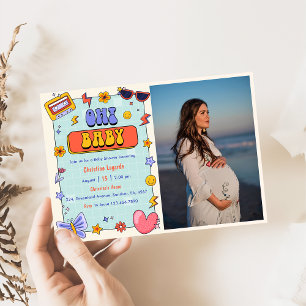 Oh! Baby Groovy Hippie Baby Shower Party Photo Invitation