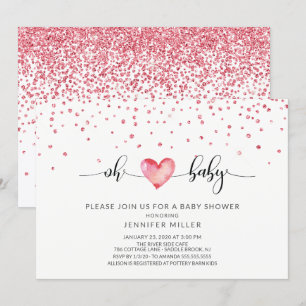 Oh Baby Heart Neutral Baby Shower Invitation