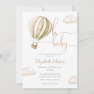 Oh Baby Hot Air Balloon All In One Baby Shower Invitation