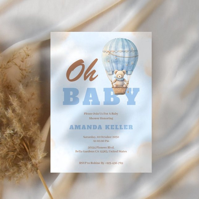 Oh Baby Hot Air Balloon Baby Shower Invitation (Creator Uploaded)
