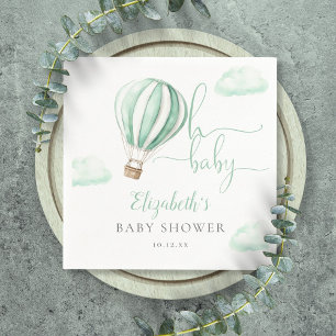Oh Baby Hot Air Balloon Gender Neutral Baby Shower Napkin