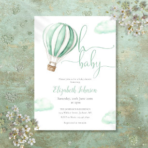 Oh Baby Hot Air Balloon Neutral Baby Shower Invitation