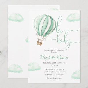 Oh Baby Hot Air Balloon Neutral Baby Shower Invitation